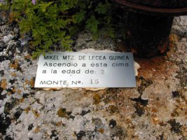 Placa en la cima