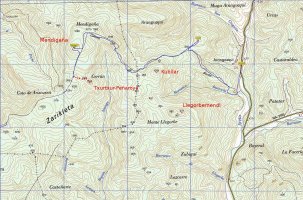 MAPA: Mendigaña inguruko mendiak