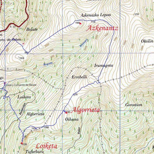 MAPA: Algorrieta eta Loiketa Belateko errepidetik