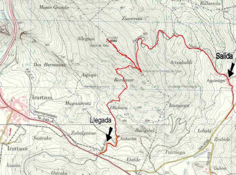 Mapa zati bat non bi ibilbide ikusu ahal dira