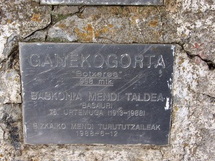 Chapa del ganekogorta 998 metros