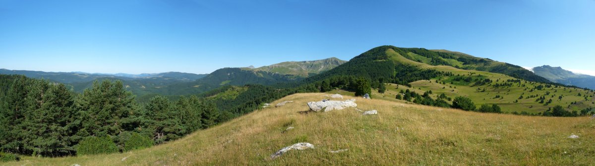 Panorama Intzagako gailurretik: Mintxate eta Larrondoa