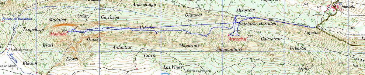 MAPA: Madalen eta Urbaran mendiak