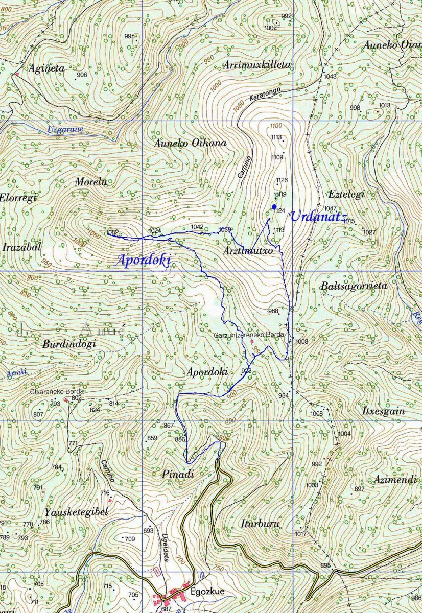 MAPA: Urdanatz eta Apordoki Egozkueko mendatetik