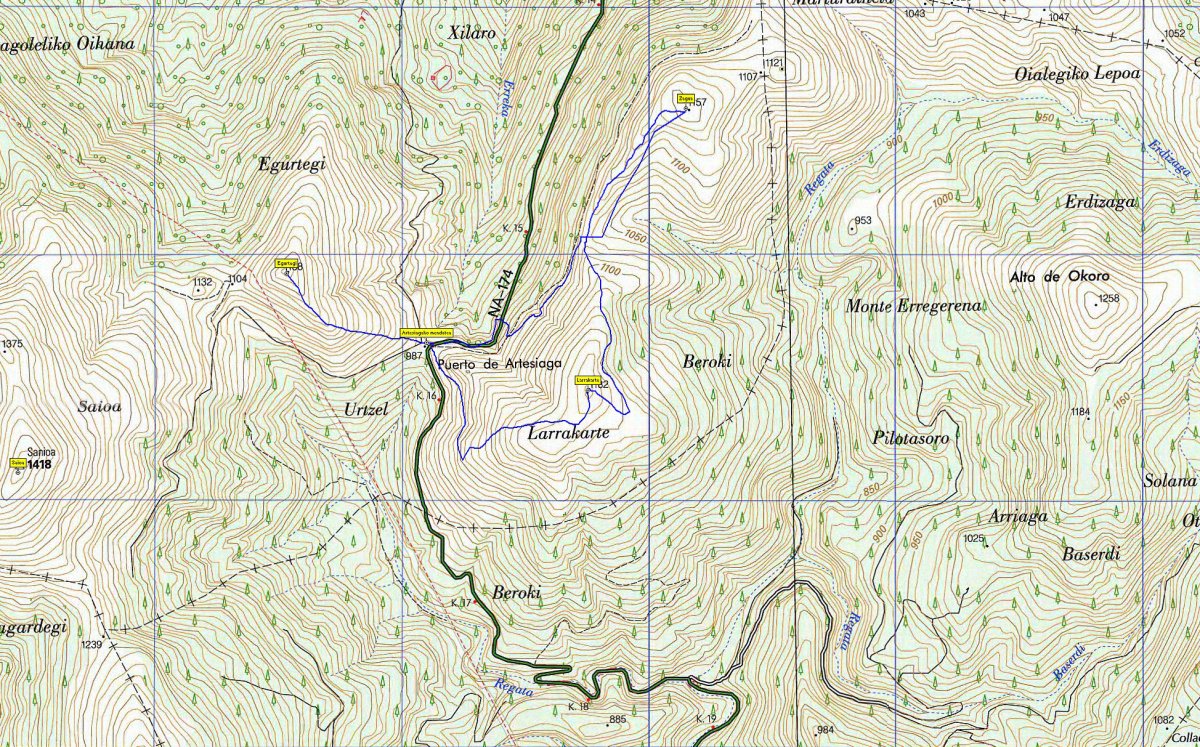 MAPA: Egurtegi, Zagua eta Larrakarte 
