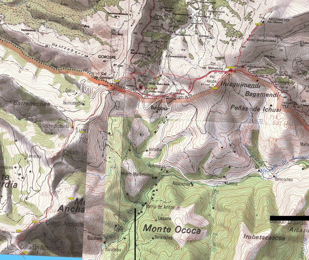 MAPA: Artzamendi, Iguzkimendi, Lizartzu, Antsestegi