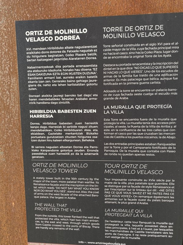 Ortiz de Molinillo de Velasco Dorrea eta Jauregia. Artziniega